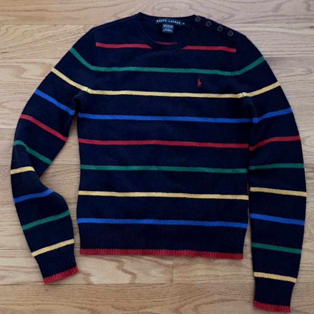 Ralph Lauren Wool/Cashmere Striped Crewneck Sweater (M)